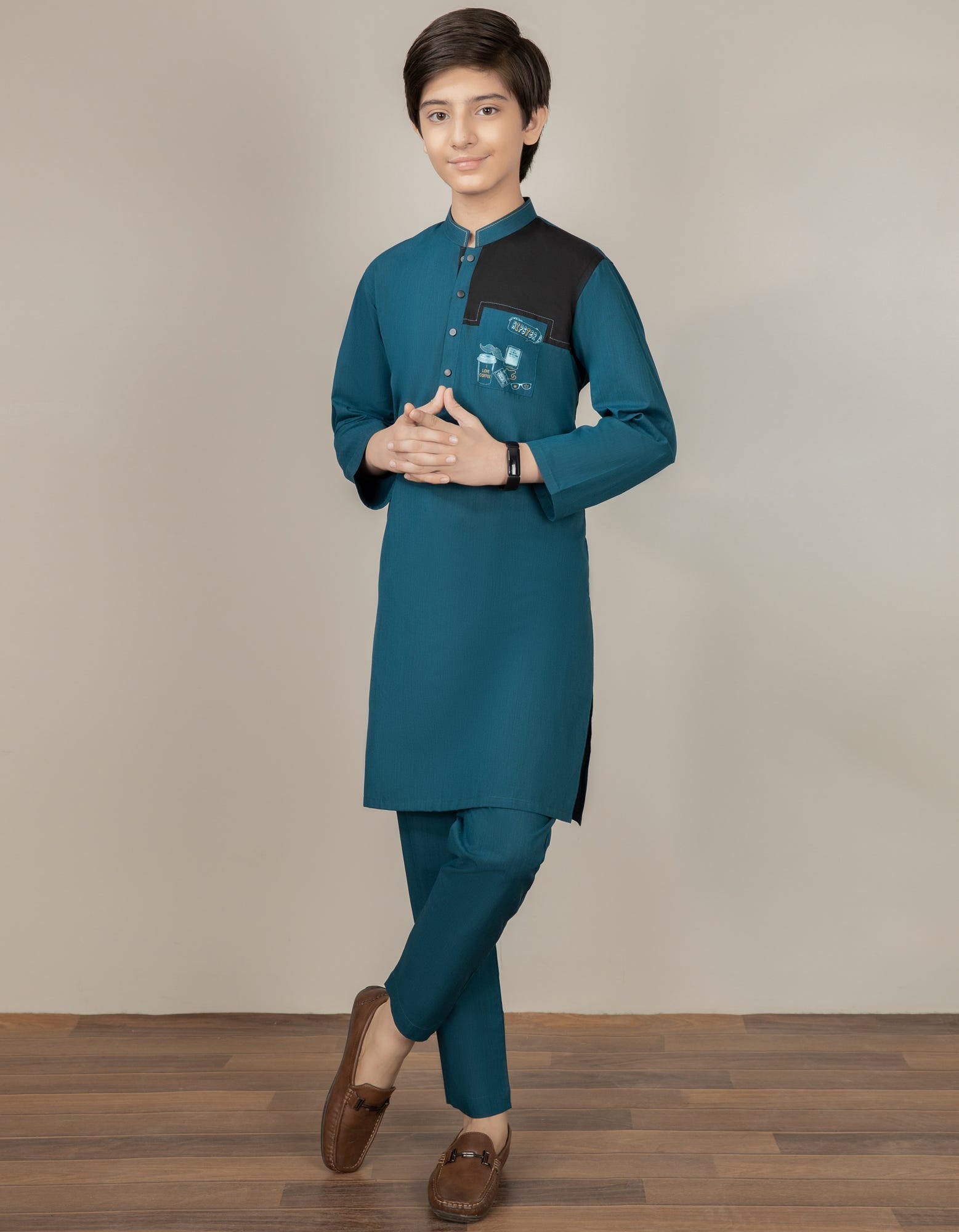 TURQUOISE BLUE CVC KURTA PAJAMA | JCKP-S-38500