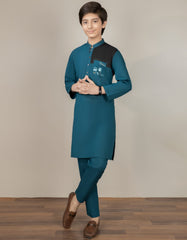 TURQUOISE BLUE CVC KURTA PAJAMA | JCKP-S-38500