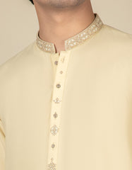 LIGHT YELLOW BLENDED KAMEEZ SHALWAR | JTKS-S-38516