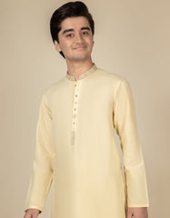LIGHT YELLOW BLENDED KAMEEZ SHALWAR | JTKS-S-38516