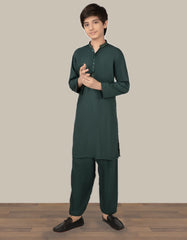 BOTTLE GREEN BLENDED KAMEEZ SHALWAR | JCKS-S-38520