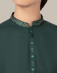 BOTTLE GREEN BLENDED KAMEEZ SHALWAR | JCKS-S-38520