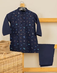 DARK NAVY BLENDED KAMEEZ SHALWAR | JJIKS-S-38524