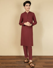 RED BLENDED KURTA PAJAMA | JCKP-S-38541