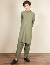 LIGHT OLIVE BLENDED KAMEEZ SHALWAR | JCKS-S-39275