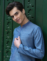 DENIM BLUE COTTON KURTA | JTK-S-39280