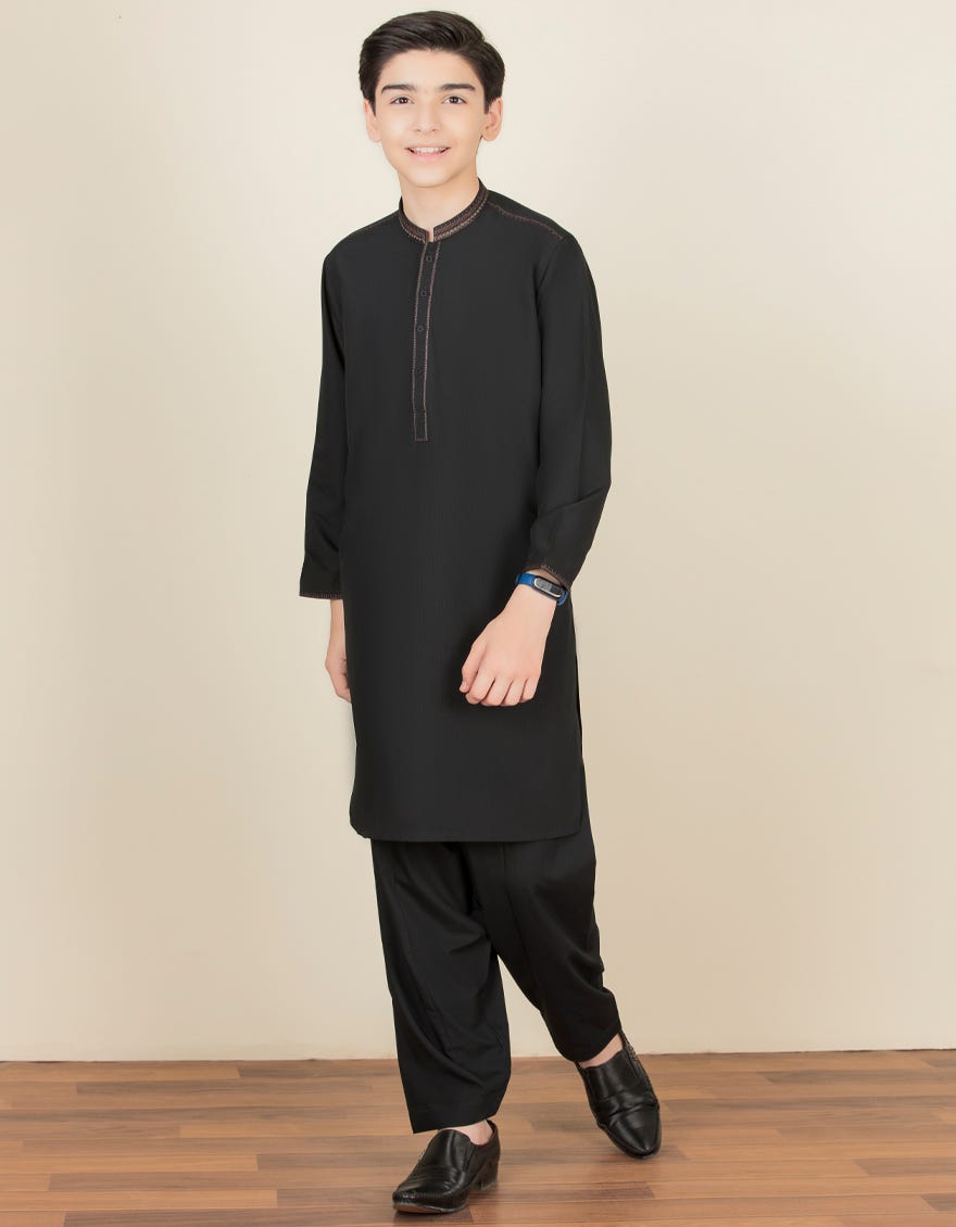 BLACK BLENDED KAMEEZ SHALWAR | JCKS-S-39290