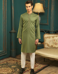 GREEN COTTON KURTA | JTK-S-39296