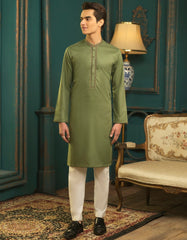 GREEN COTTON KURTA | JTK-S-39296