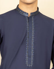 NAVY BLUE BLENDED KAMEEZ SHALWAR | JTKS-S-39302