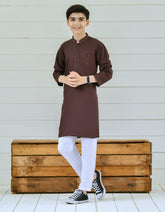 DARK BROWN COTTON KURTA | JCK-S-39314