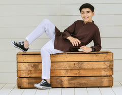 DARK BROWN COTTON KURTA | JCK-S-39314