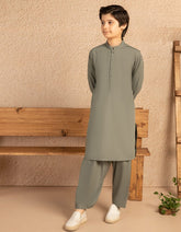 ARMY GREEN BLENDED CASUAL KAMEEZ SHALWAR