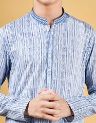 MULTI BLUE COTTON KURTA | JCK-S-39345
