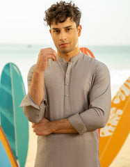 ASH GREY BLENDED KAMEEZ SHALWAR | JTKS-A-39355