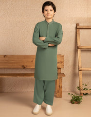 GREEN BLENDED SEMI-FORMAL KAMEEZ SHALWAR