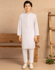 WHITE BLENDED SEMI-FORMAL KAMEEZ SHALWAR