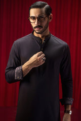 CALVIA - DEEP PLUM COTTON KAMEEZ SHALWAR