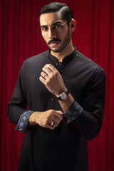 CALVIA - BLACK COTTON KAMEEZ SHALWAR