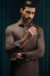 COLUMBUS - BROWN BLENDED KAMEEZ SHALWAR