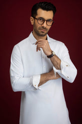 HOMBURG - WHITE BLENDED EXCLUSIVE KAMEEZ SHALWAR