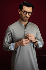 ELISTA - LIGHT OLIVE COTTON KAMEEZ SHALWAR