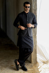 MOSSBURN - BLACK COTTON EXCLUSIVE KAMEEZ SHALWAR