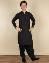 BLACK BLENDED KAMEEZ SHALWAR | JTKS-S-40201-R1-AP