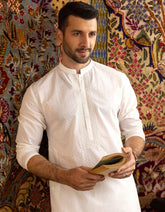 OFF WHITE COTTON KURTA | JJK-S-40205