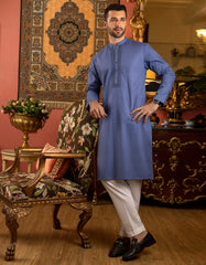 BLUE COTTON KURTA | JJK-S-40207