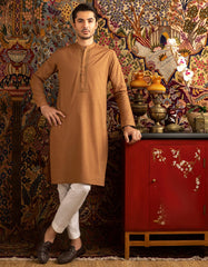 LIGHT BROWN COTTON KURTA | JJK-S-40208