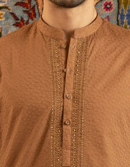 LIGHT BROWN COTTON KURTA | JJK-S-40208