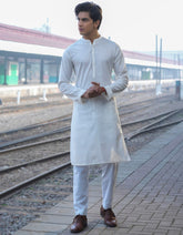 WHITE BUNNAT KURTA | JTK-S-40217