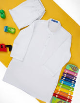 WHITE BLENDED KAMEEZ SHALWAR | JJIKS-S-40219-AP