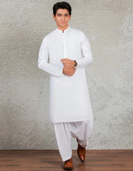 WHITE BLENDED CASUAL KAMEEZ SHALWAR