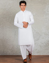 WHITE BLENDED KAMEEZ SHALWAR | JTKS-S-40223-AP