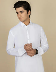 WHITE BLENDED CASUAL KAMEEZ SHALWAR