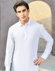 WHITE BLENDED KAMEEZ SHALWAR | JTKS-S-40224-R1