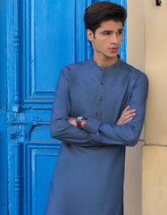 DENIM BLUE COTTON KURTA PAJAMA | JJKP-S-40235