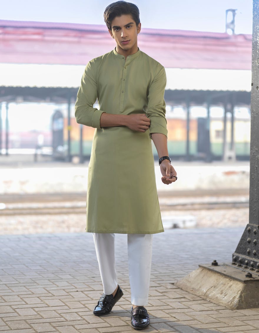 LIGHT GREEN BUNNAT KURTA | JTK-S-40237