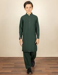 BOTTLE GREEN BLENDED KAMEEZ SHALWAR | JCKS-S-40268