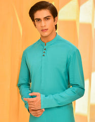 AQUA GREEN COTTON KURTA | JTK-S-40276