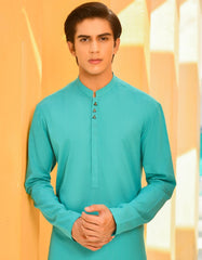 AQUA GREEN COTTON KURTA | JTK-S-40276