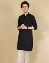 BLACK COTTON KURTA | JCK-A-40288