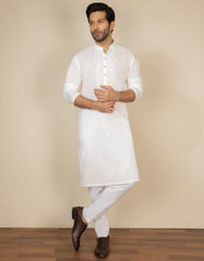 CREAM WHITE COTTON KURTA | JJK-S-40294