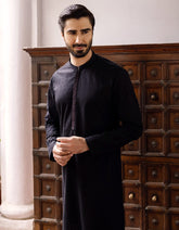 BLACK COTTON KURTA | JJK-A-40297