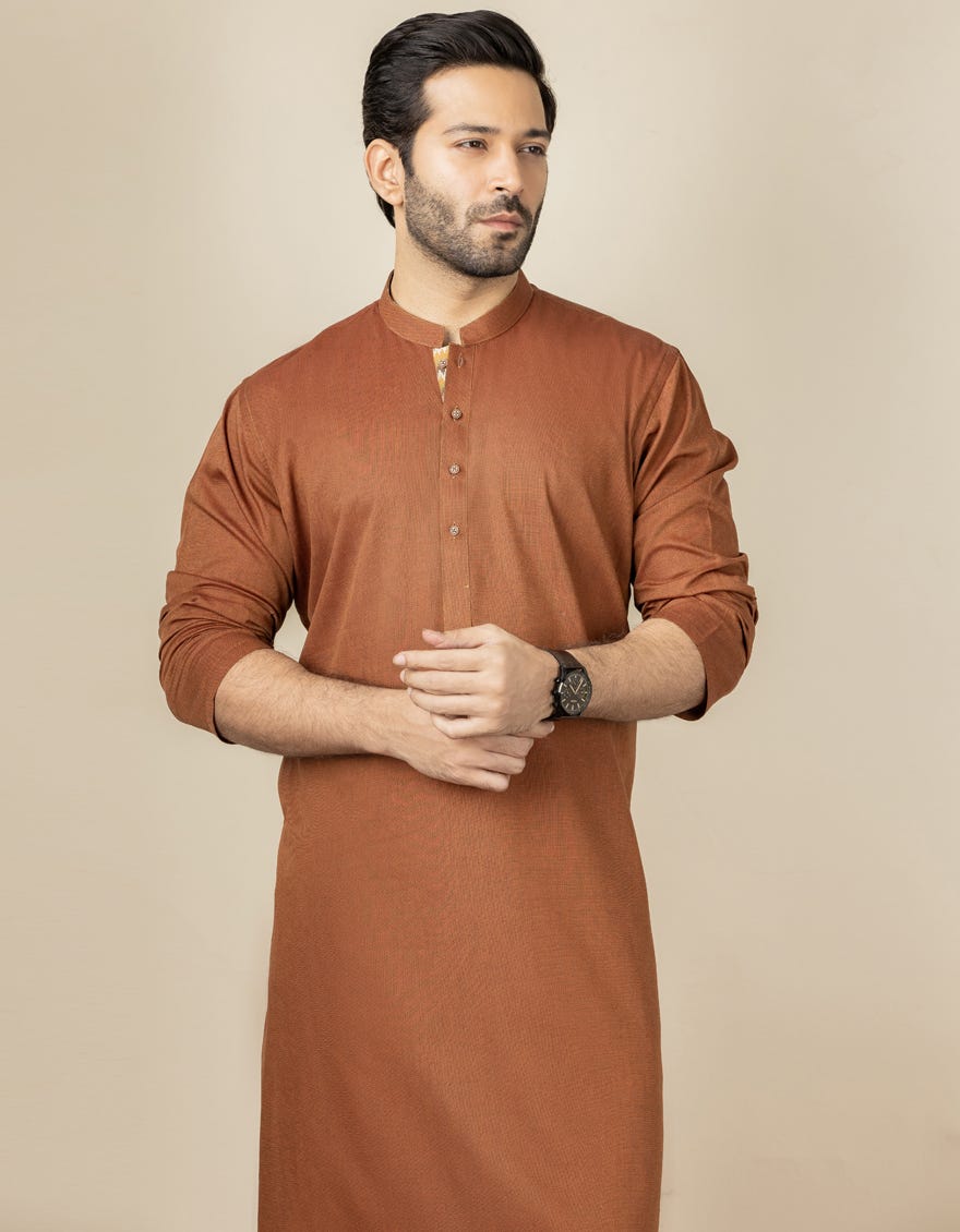 RUST BROWN BLENDED KURTA | JJK-40316