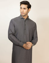 DULL GREY COTTON KAMEEZ SHALWAR | JJKS-S-32551
