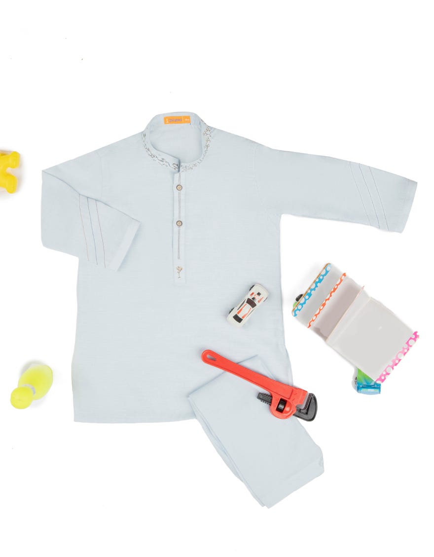 SKY BLUE BLENDED KAMEEZ SHALWAR | JJIKS-S-41058