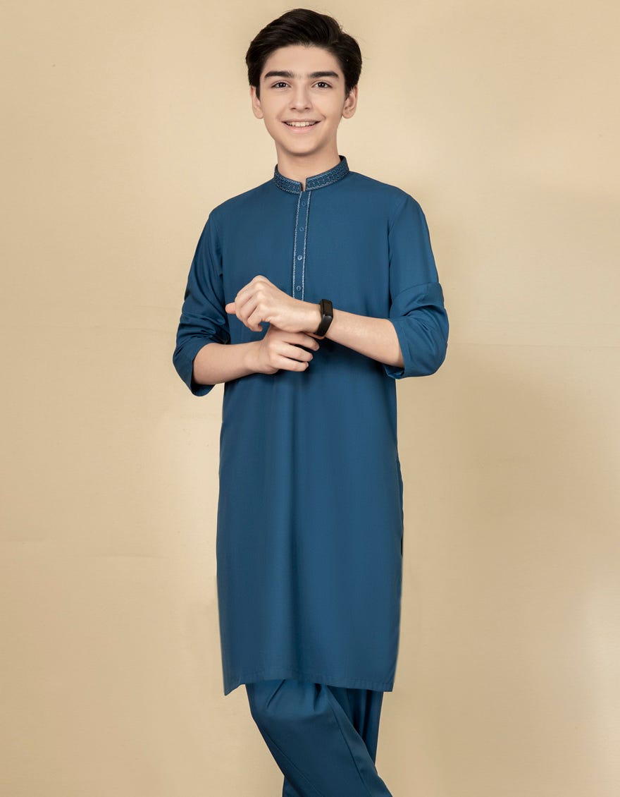 DULL BLUE BLENDED KAMEEZ SHALWAR | JCKS-S-41109